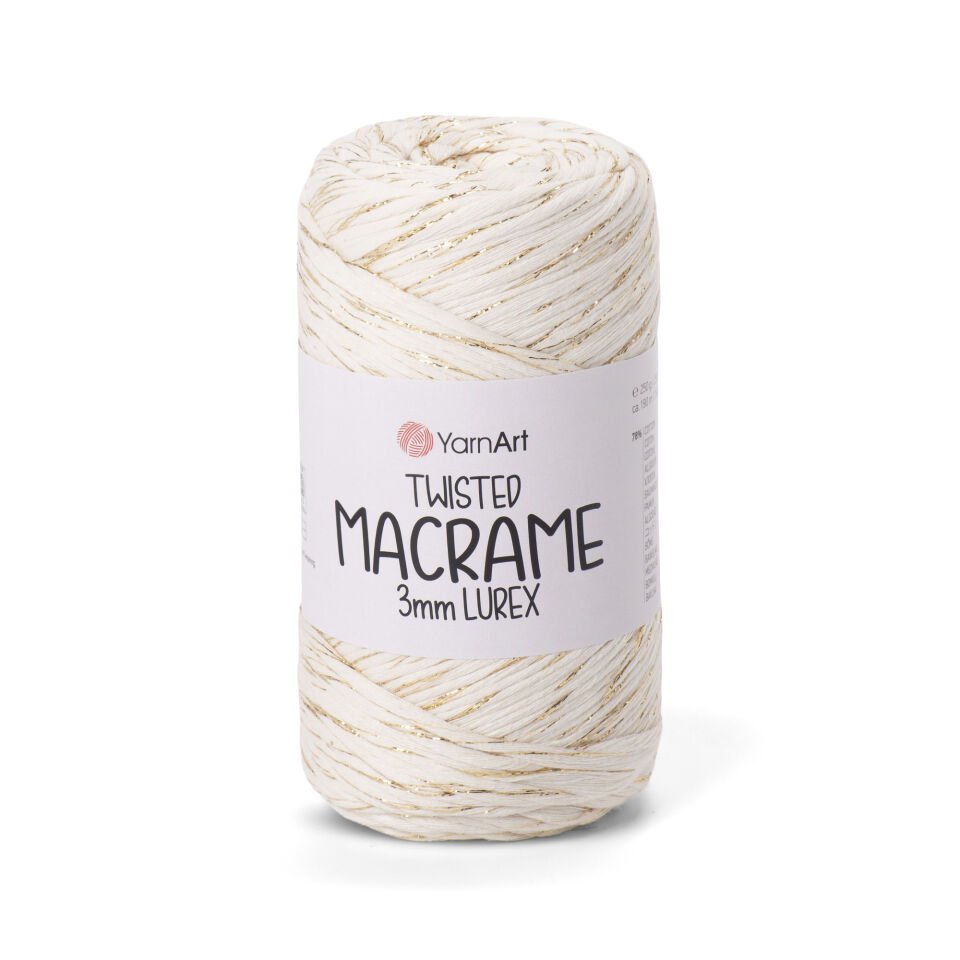 YARNART TWISTED MACRAME 3 MM LUREX - MAKROME EL ÖRGÜ İPİ KREM - 752