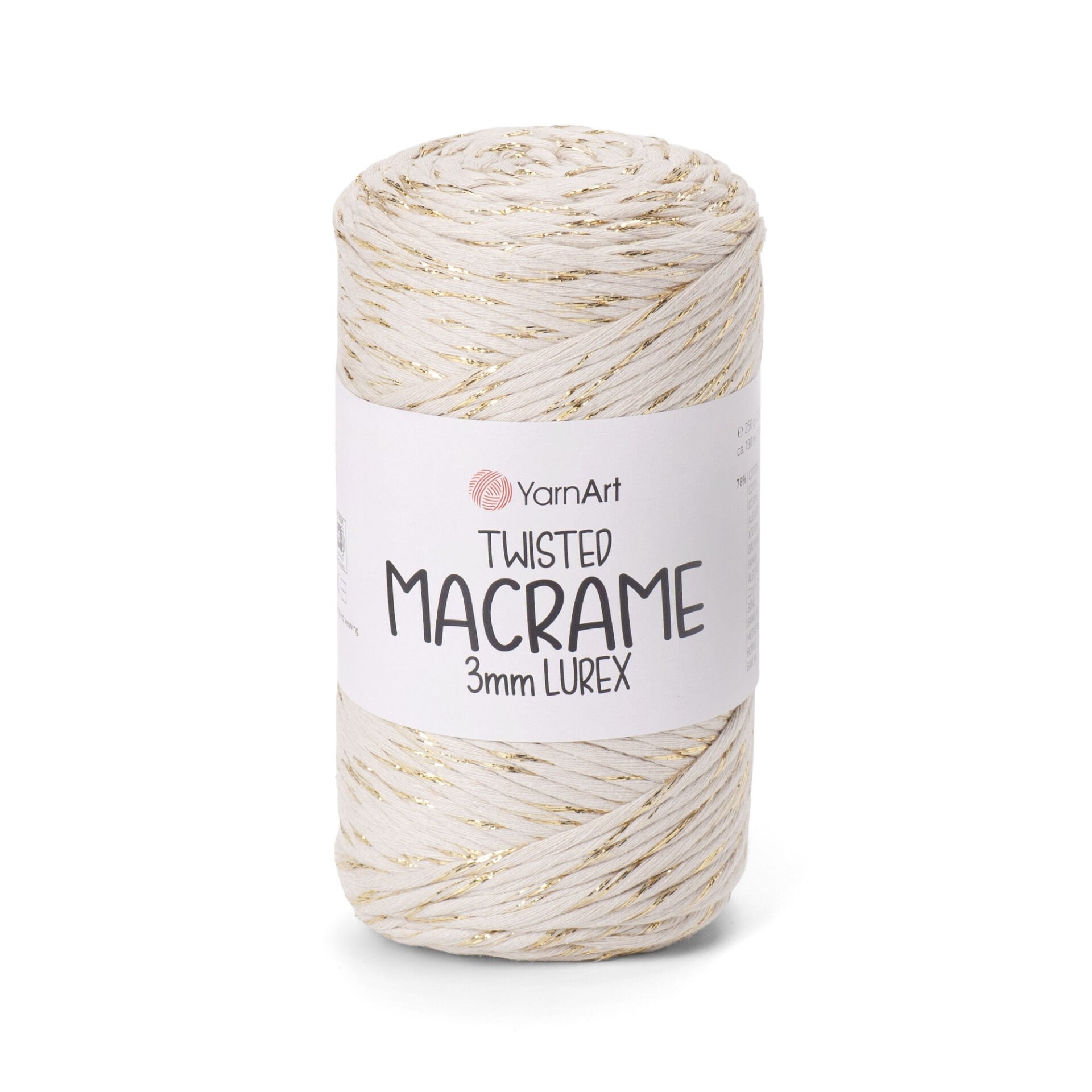 YARNART TWISTED MACRAME 3 MM LUREX - MAKROME EL ÖRGÜ İPİ BEJ - 753
