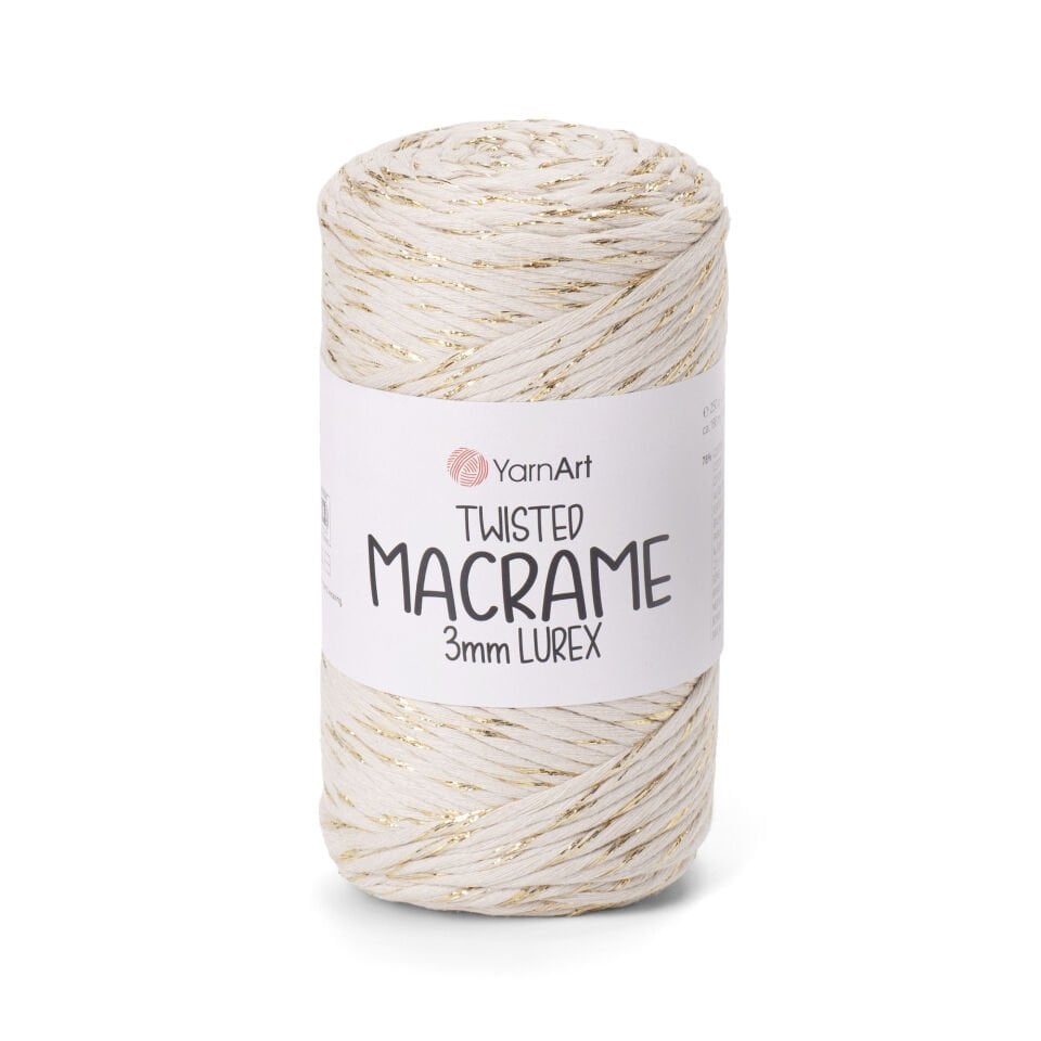 YARNART TWISTED MACRAME 3 MM LUREX - MAKROME EL ÖRGÜ İPİ BEJ - 753