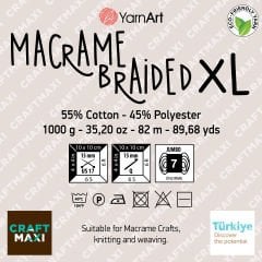 YARNART MACRAME BRAIDED XL - MAKROME İPİ AÇIK GRİ - 756