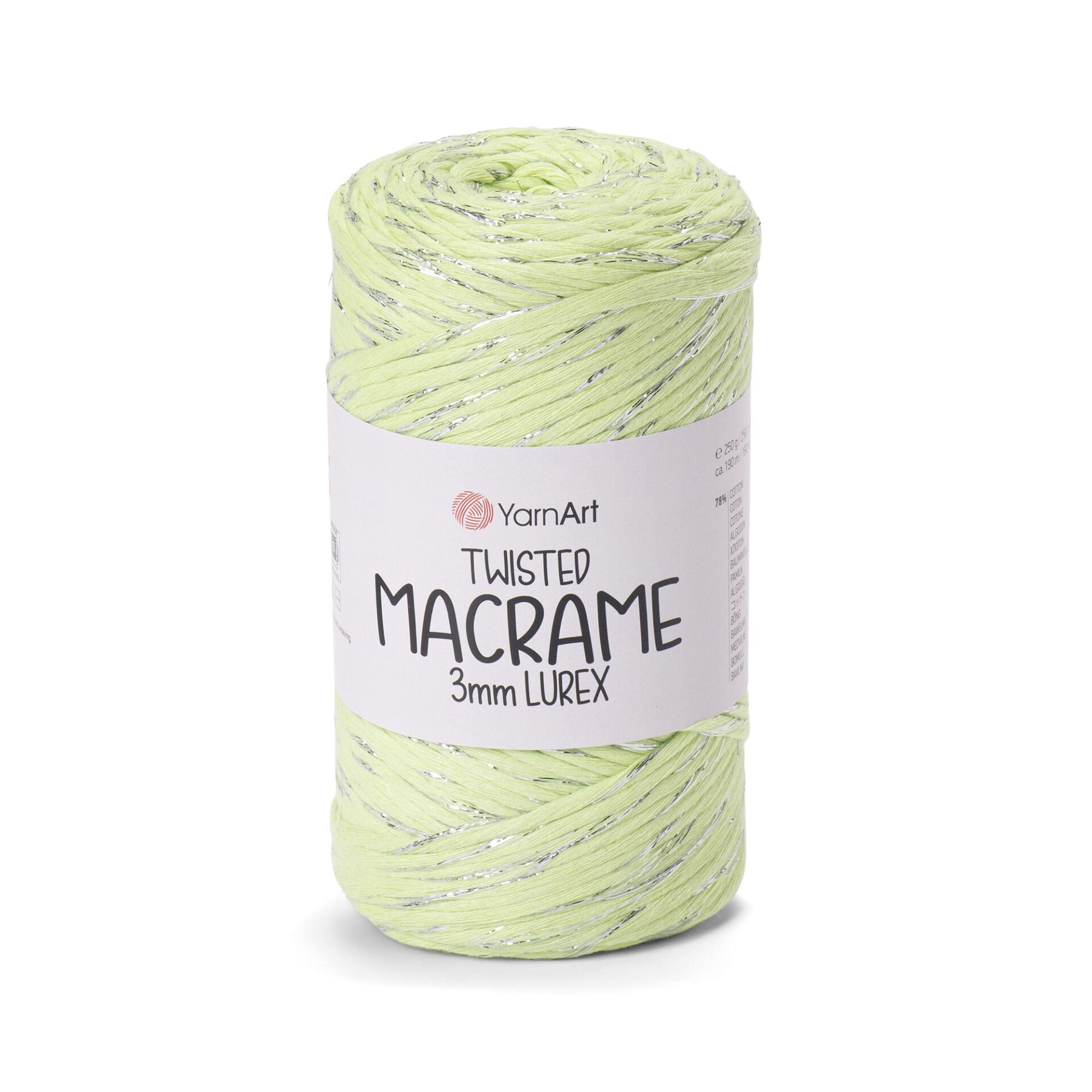 YARNART TWISTED MACRAME 3 MM LUREX - MAKROME EL ÖRGÜ İPİ FISTIK YEŞİLİ - 755