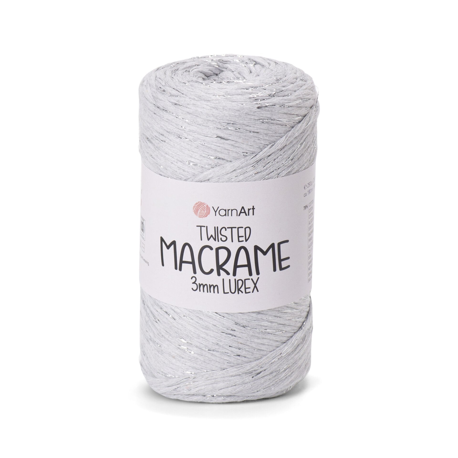 YARNART TWISTED MACRAME 3 MM LUREX - MAKROME EL ÖRGÜ İPİ AÇIK GRİ - 756