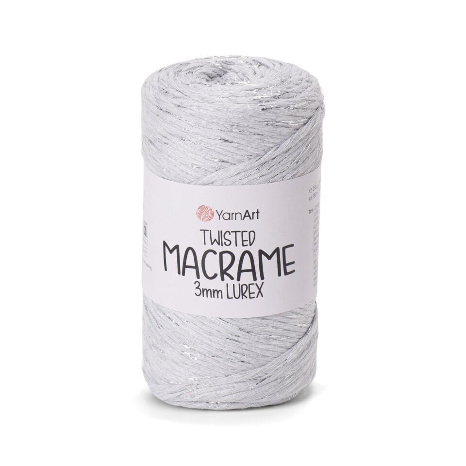 YARNART TWISTED MACRAME 3 MM LUREX - MAKROME EL ÖRGÜ İPİ AÇIK GRİ - 756