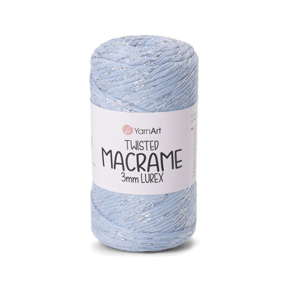 YARNART TWISTED MACRAME 3 MM LUREX - MAKROME EL ÖRGÜ İPİ BEBE MAVİSİ - 760