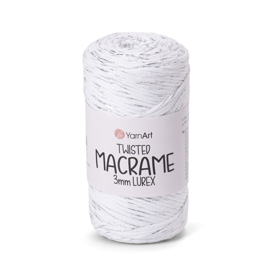 YARNART TWISTED MACRAME 3 MM LUREX - MAKROME EL ÖRGÜ İPİ BEYAZ - 751