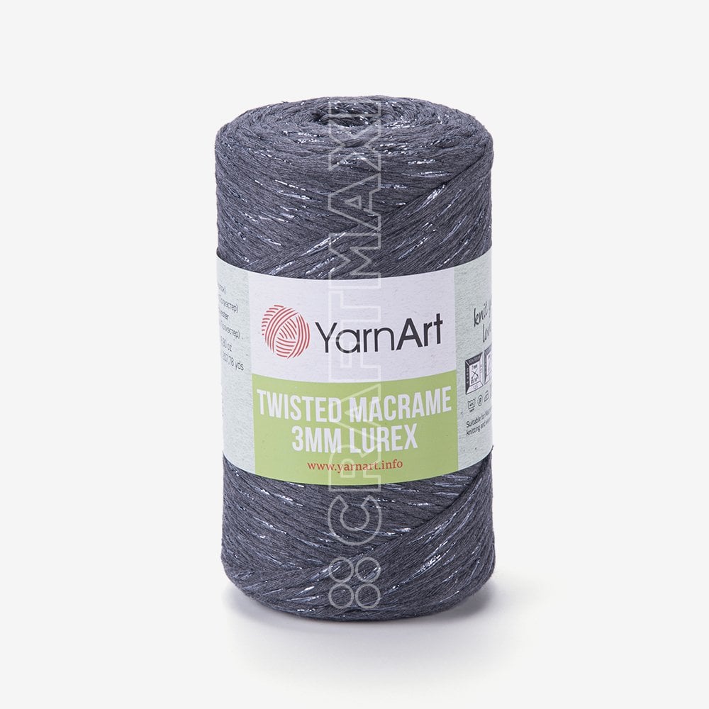 YARNART TWISTED MACRAME 3 MM LUREX - MAKROME EL ÖRGÜ İPİ ANTRASİT - 758