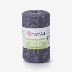 YARNART TWISTED MACRAME 3 MM LUREX - MAKROME EL ÖRGÜ İPİ ANTRASİT - 758