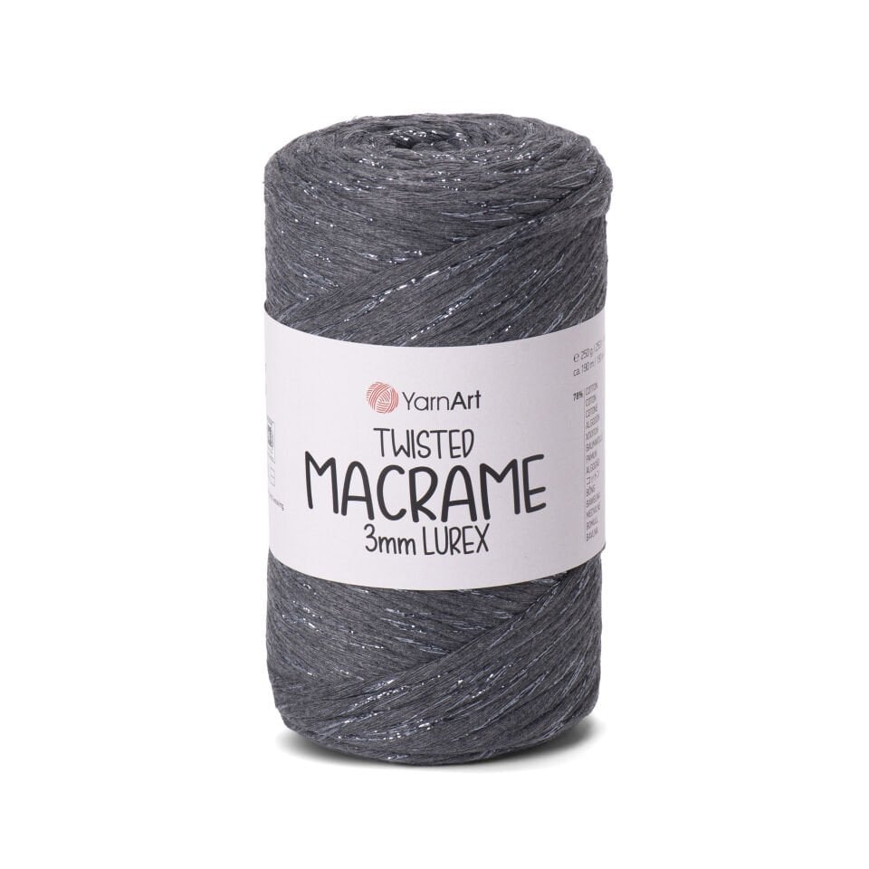 YARNART TWISTED MACRAME 3 MM LUREX - MAKROME EL ÖRGÜ İPİ ANTRASİT - 758