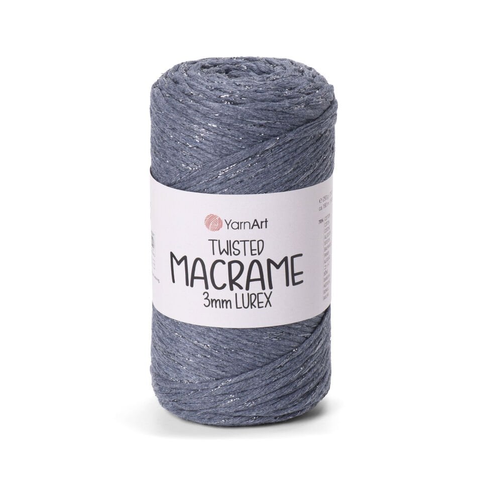 YARNART TWISTED MACRAME 3 MM LUREX - MAKROME EL ÖRGÜ İPİ KOT MAVİSİ - 761