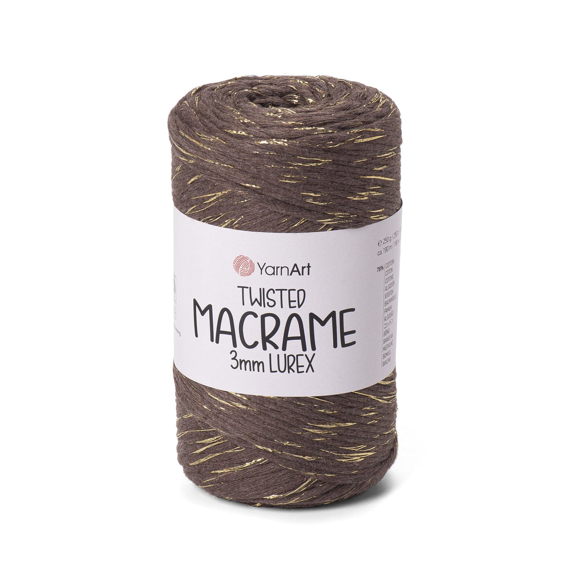YARNART TWISTED MACRAME 3 MM LUREX - MAKROME EL ÖRGÜ İPİ KAHVERENGİ - 769