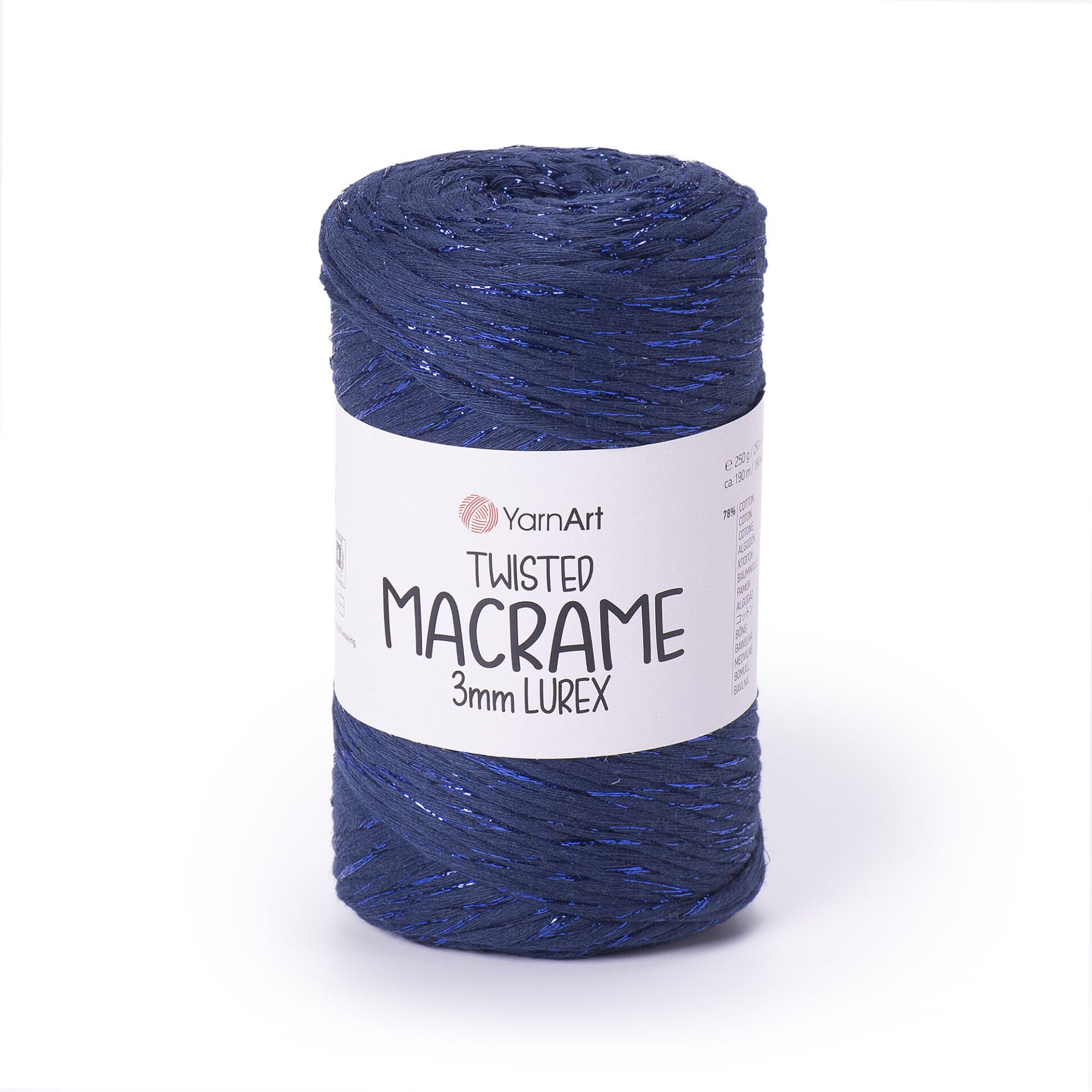 YARNART TWISTED MACRAME 3 MM LUREX - MAKROME EL ÖRGÜ İPİ LACİVERT - 784