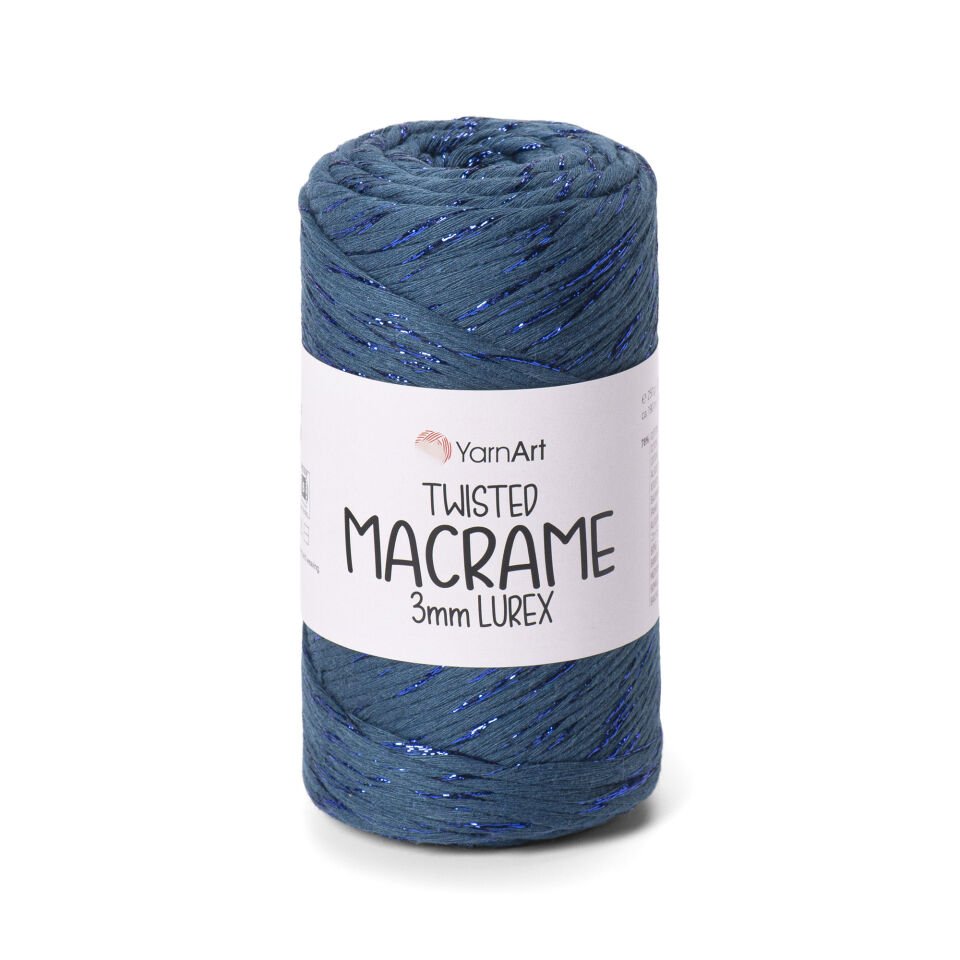 YARNART TWISTED MACRAME 3 MM LUREX - MAKROME EL ÖRGÜ İPİ PETROL MAVİSİ - 789