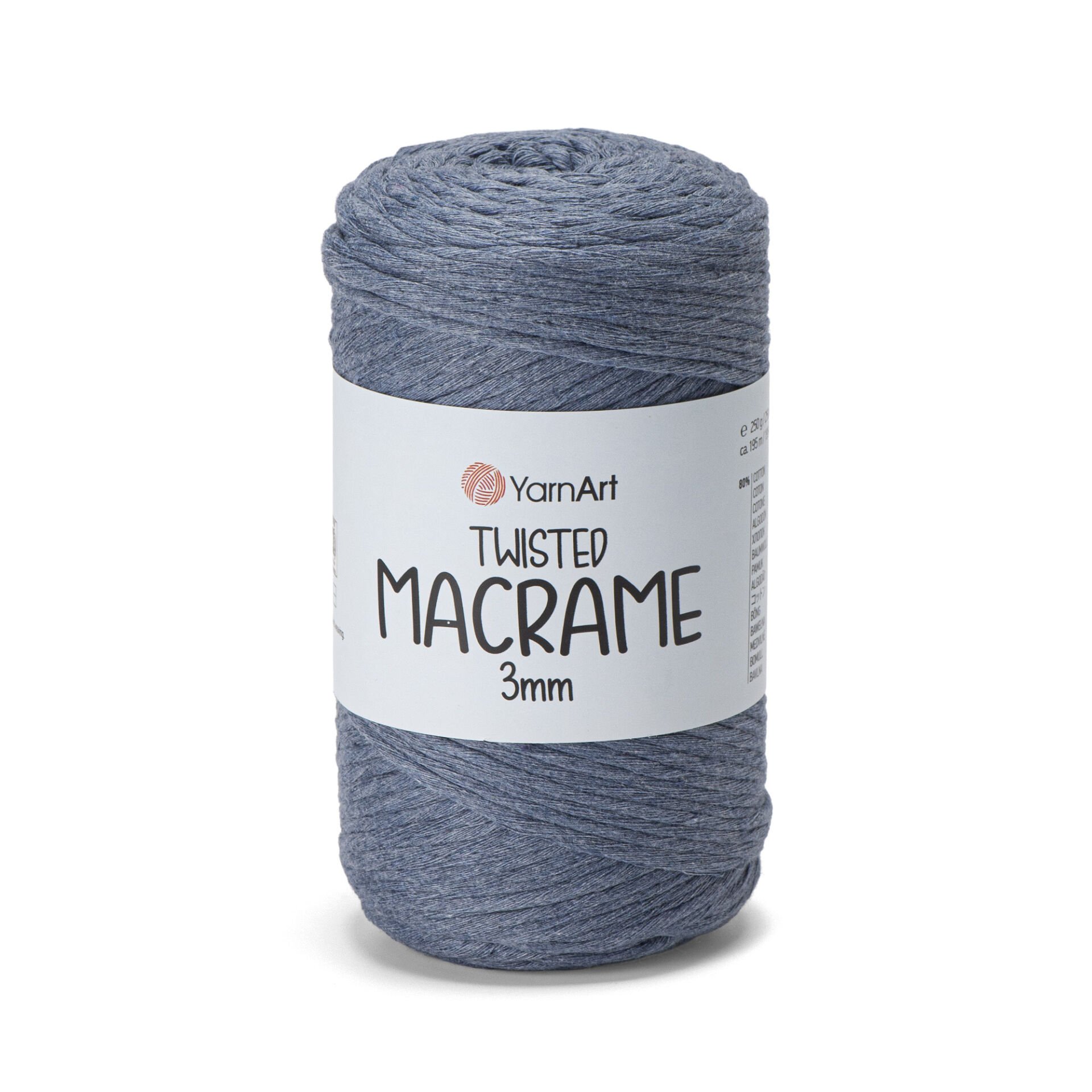 YARNART TWISTED MACRAME 3 MM - MAKROME EL ÖRGÜ İPİ KOT MAVİSİ - 761