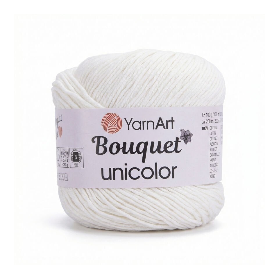 YARNART BOUQUET UNICOLOR - EL ÖRGÜ İPİ BEYAZ - 3201