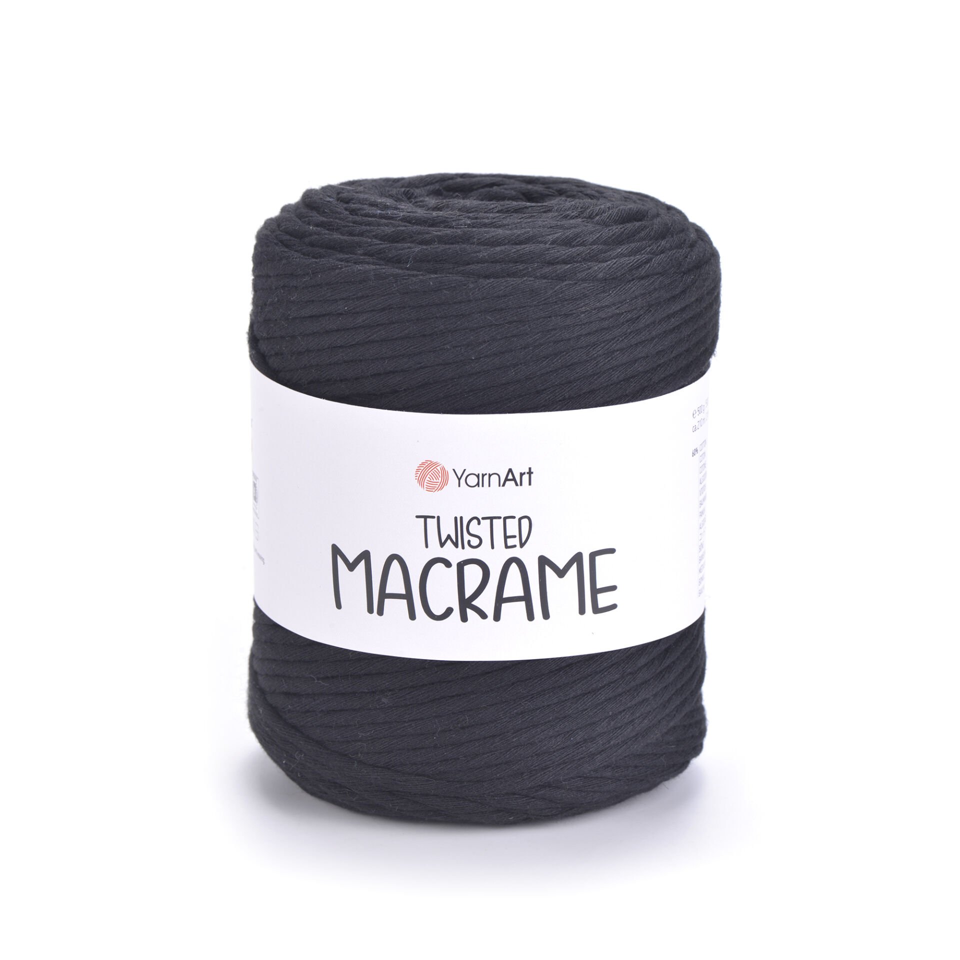 YARNART TWISTED MACRAME - MAKROME EL ÖRGÜ İPİ SİYAH - 750
