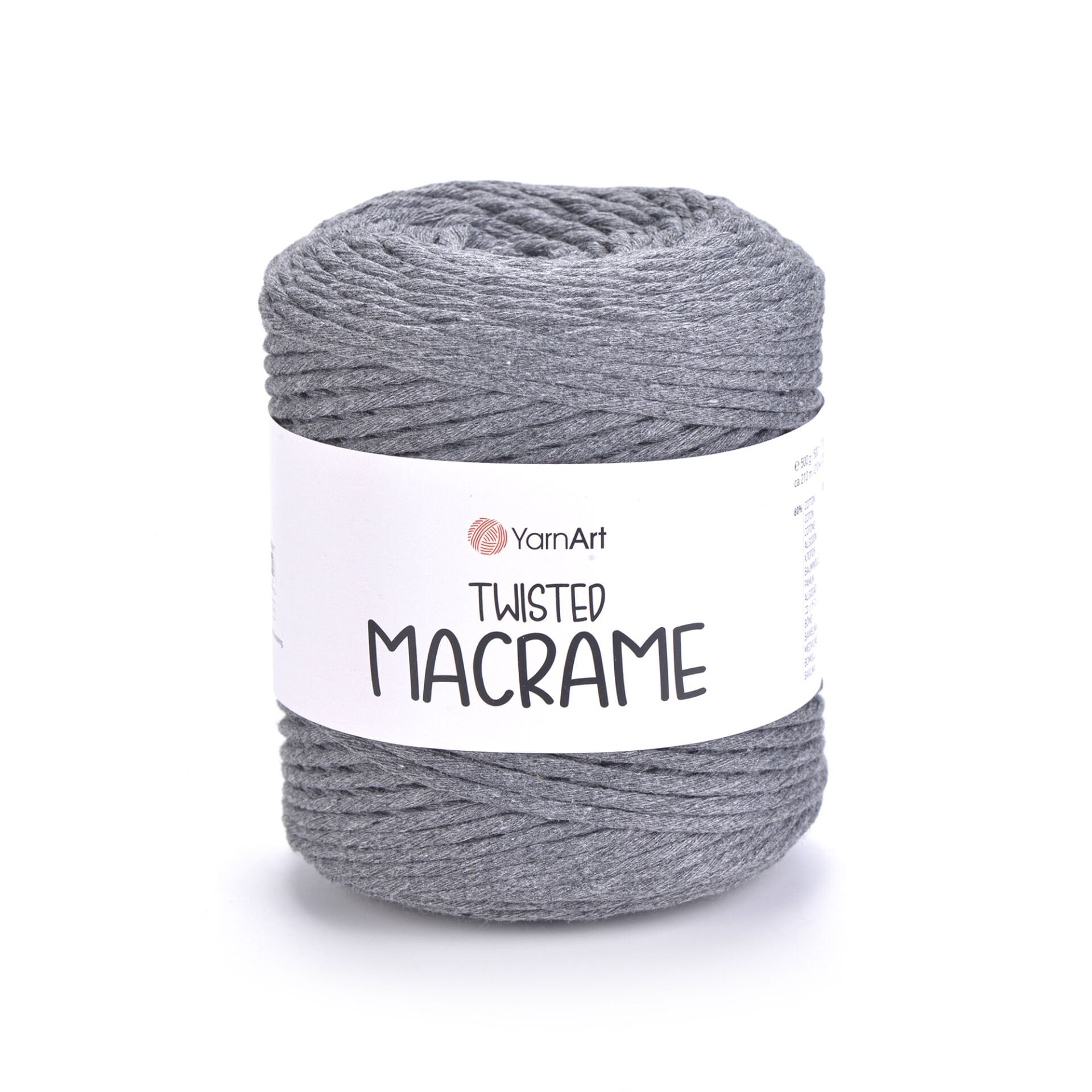 YARNART TWISTED MACRAME - MAKROME EL ÖRGÜ İPİ GRİ - 758