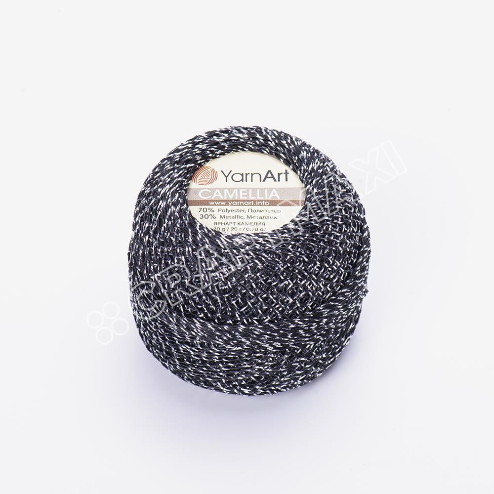 YARNART CAMELLIA - SİMLİ DANTEL İPİ SİYAH-GÜMÜŞ SİMLİ - 412