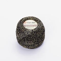 YARNART CAMELLIA - SİMLİ DANTEL İPİ SİYAH-ALTIN SİMLİ - 413