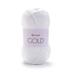 YARNART GOLD - SİMLİ EL ÖRGÜ İPİ BEYAZ-GÜMÜŞ SİMLİ - 9051