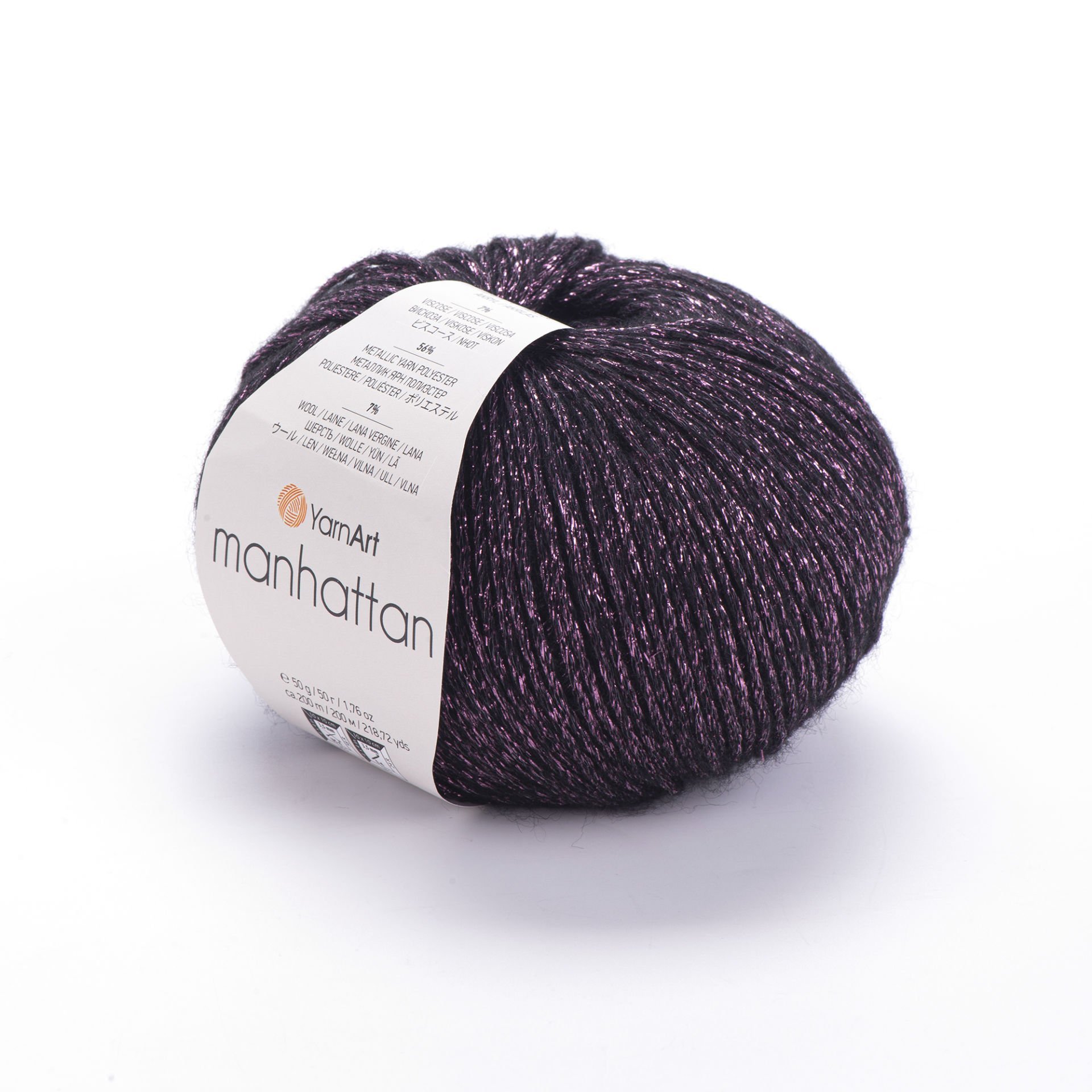 YARNART MANHATTAN - SİMLİ EL ÖRGÜ İPİ SİYAH-MOR SİMLİ - 906
