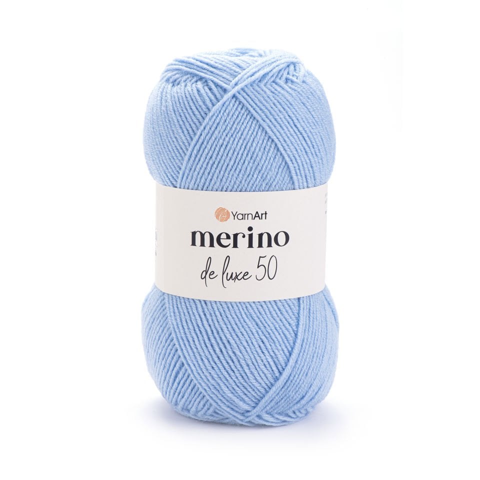 YARNART MERINO DE LUXE 50 - EL ÖRGÜ İPİ BEBE MAVİSİ - 215