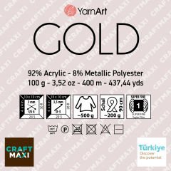 YARNART GOLD - SİMLİ EL ÖRGÜ İPİ BEYAZ-GÜMÜŞ SİMLİ - 9051