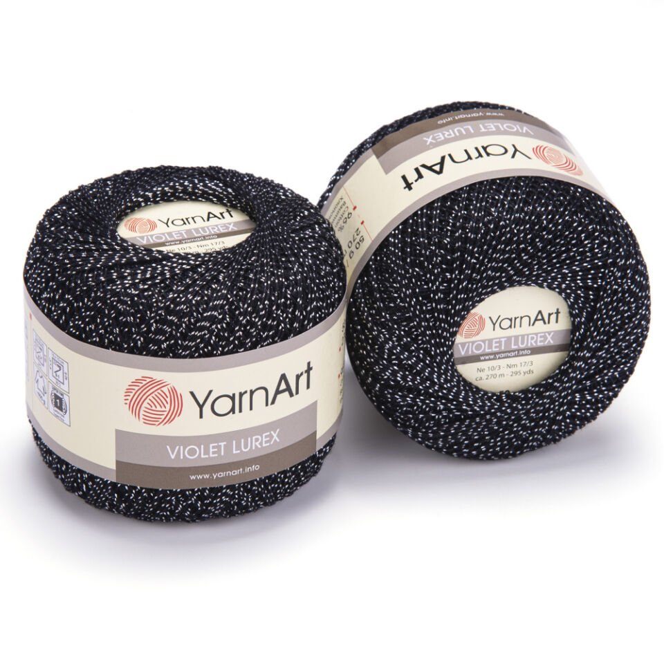 YARNART VIOLET LUREX - SİMLİ, MERSERİZE DANTEL İPİ SİYAH - 1999