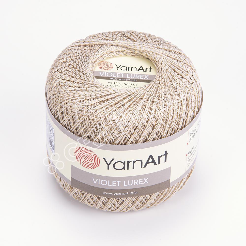 YARNART VIOLET LUREX - SİMLİ, MERSERİZE DANTEL İPİ BEJ - 24660