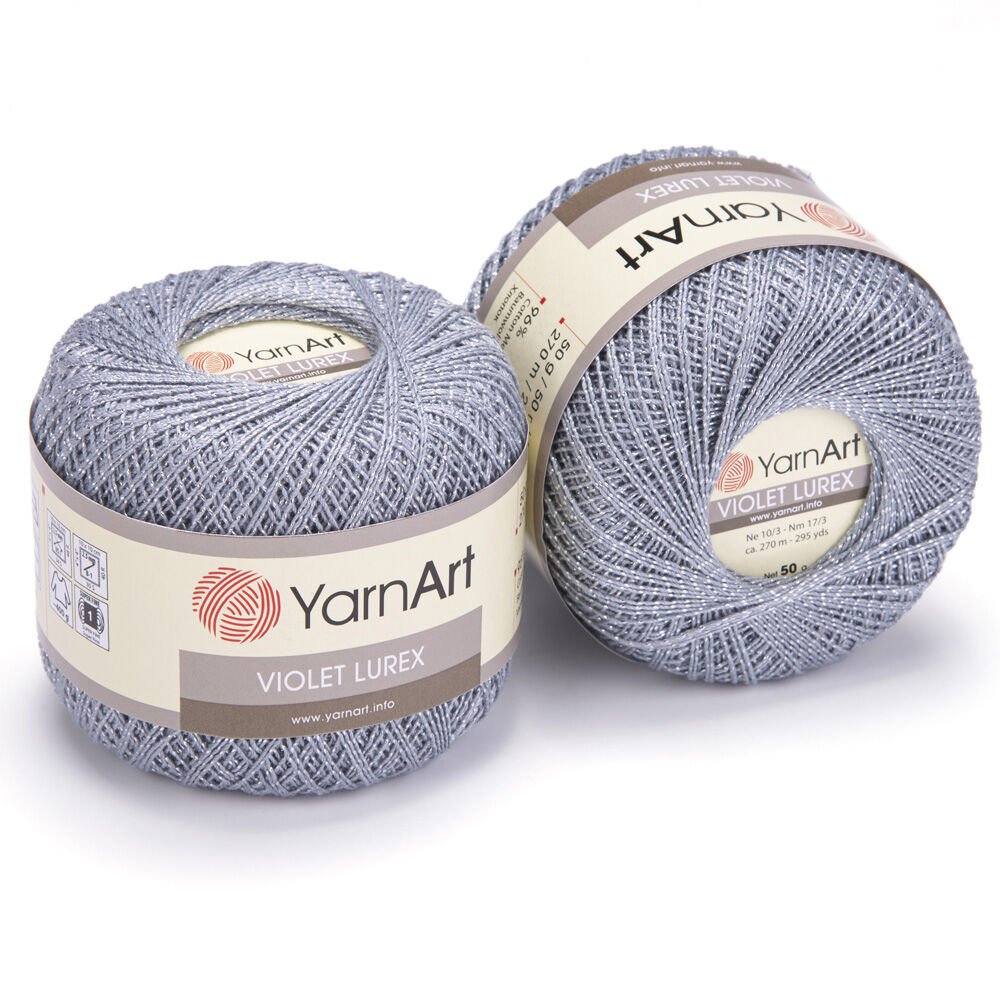 YARNART VIOLET LUREX - SİMLİ, MERSERİZE DANTEL İPİ GRİ - 15326