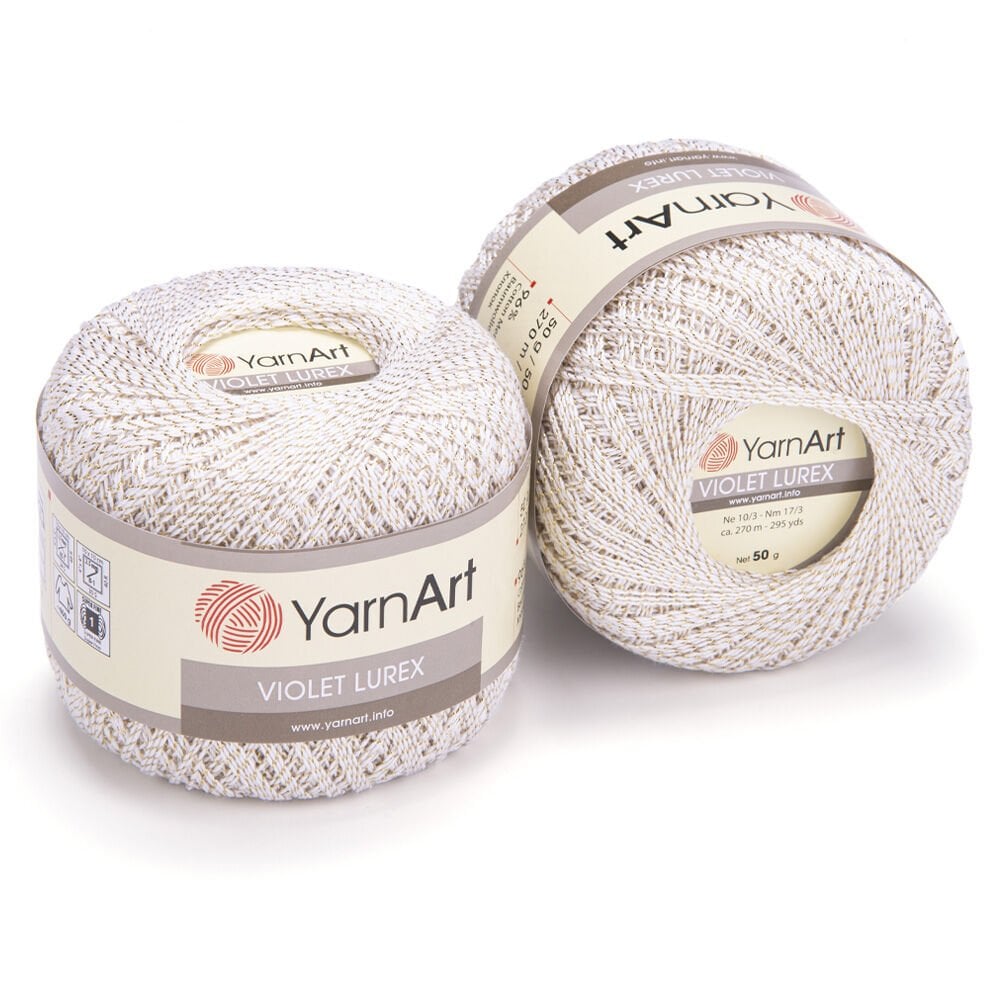 YARNART VIOLET LUREX - SİMLİ, MERSERİZE DANTEL İPİ KREM - 2000