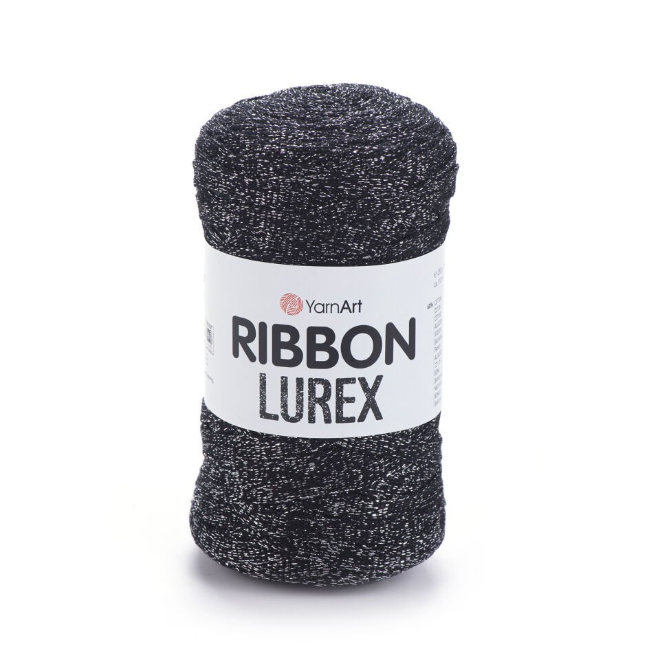 YARNART RIBBON LUREX - SİMLİ, AKSESUAR EL ÖRGÜ İPİ SİYAH-GÜMÜŞ SİMLİ - 723