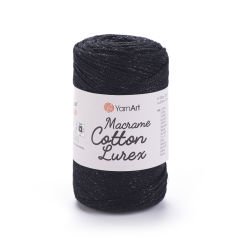YARNART MACRAME COTTON LUREX - SİMLİ MAKROME EL ÖRGÜ İPİ SİYAH-SİMLİ - 722