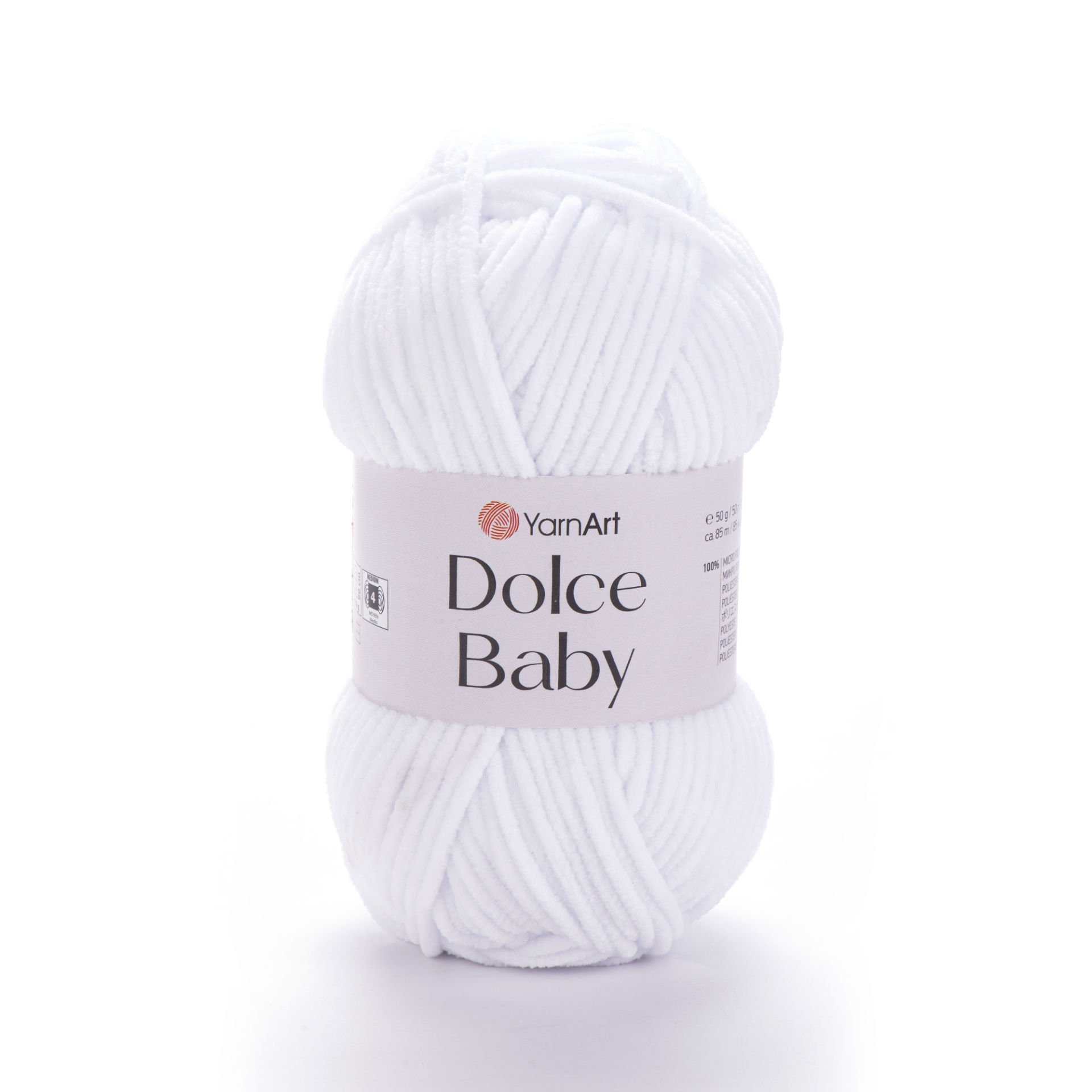 YARNART DOLCE BABY - KADİFE, BEBEK EL ÖRGÜ İPİ BEYAZ - 741