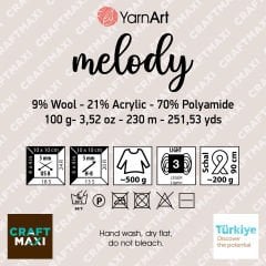 YARNART MELODY - EBRULİ, PARLAK EL ÖRGÜ İPİ