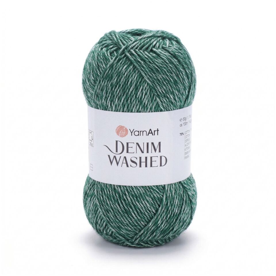 YARNART DENIM WASHED - MELANJ EL ÖRGÜ İPİ KOYU YEŞİL - 924