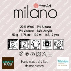 YARNART MILANO - EL ÖRGÜ İPİ TOZ PEMBE - 853