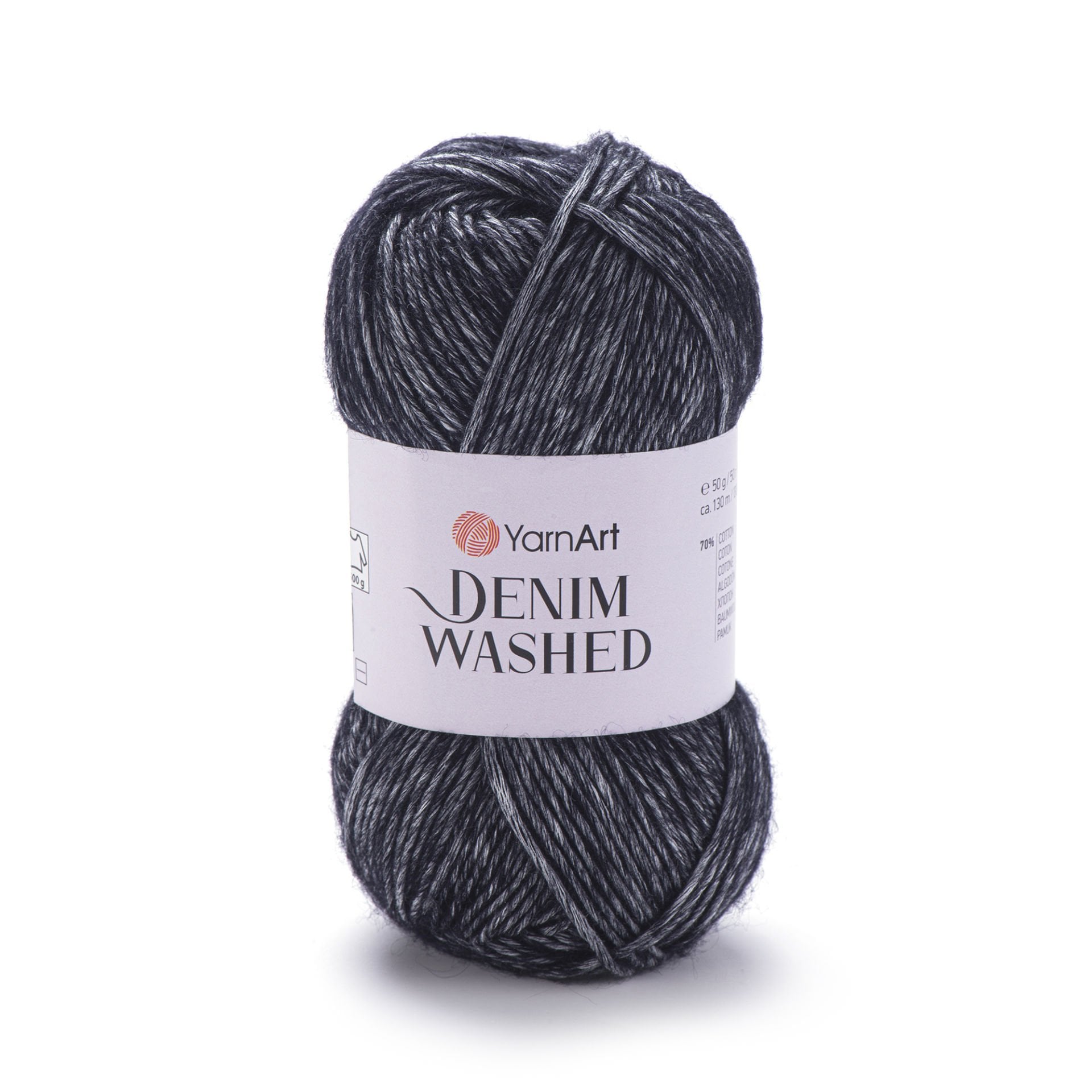 YARNART DENIM WASHED - MELANJ EL ÖRGÜ İPİ SİYAH - 928