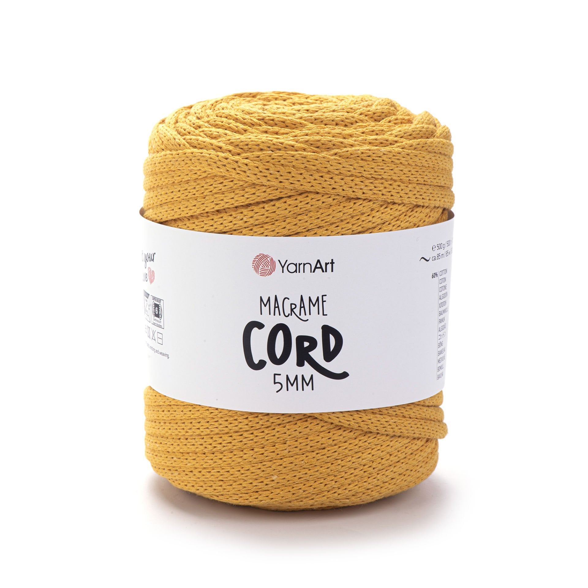 YARNART MACRAME CORD 5 MM - MAKROME EL ÖRGÜ İPİ HARDAL - 796