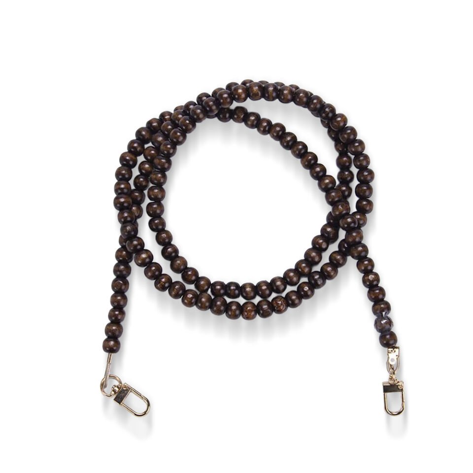 120 CM AHŞAP BONCUKLU ÇANTA ASKISI KAHVERENGİ