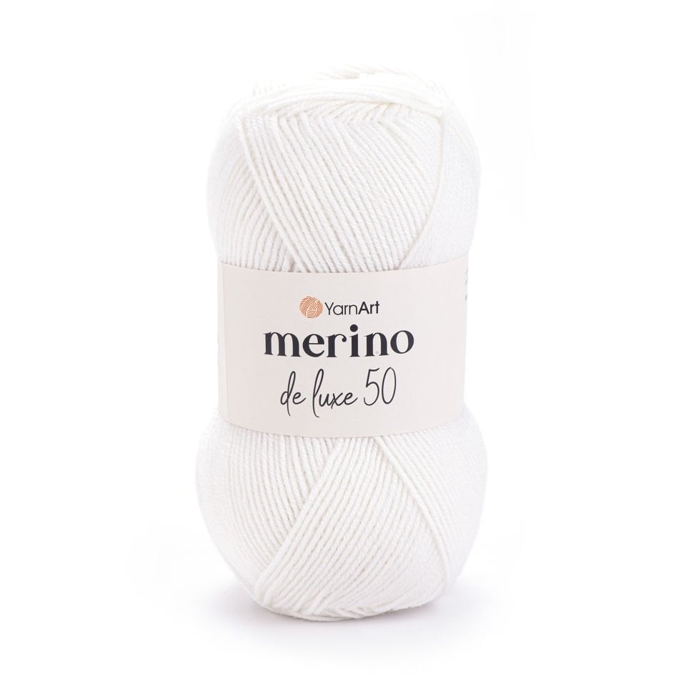 YARNART MERINO DE LUXE 50 - EL ÖRGÜ İPİ BEYAZ - 501