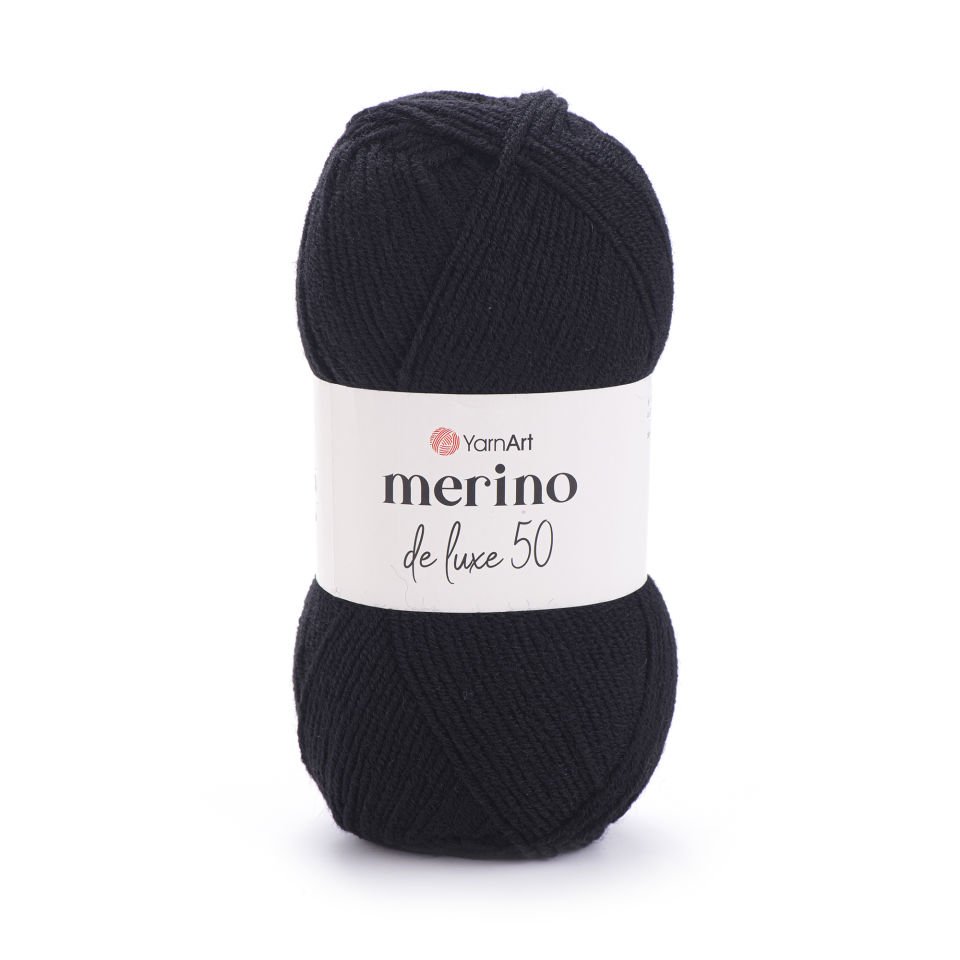 YARNART MERINO DE LUXE 50 - EL ÖRGÜ İPİ SİYAH - 585