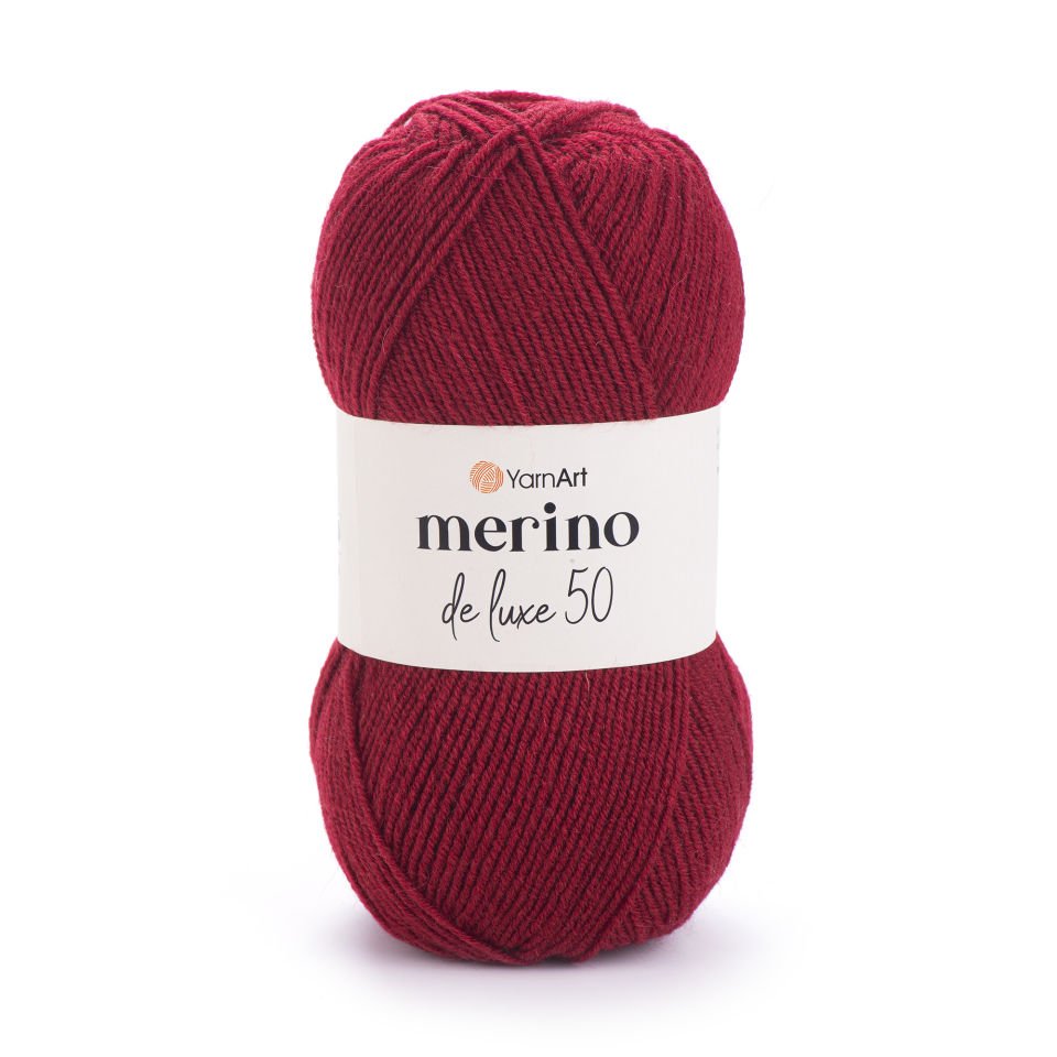 YARNART MERINO DE LUXE 50 - EL ÖRGÜ İPİ KOYU KIRMIZI - 3024