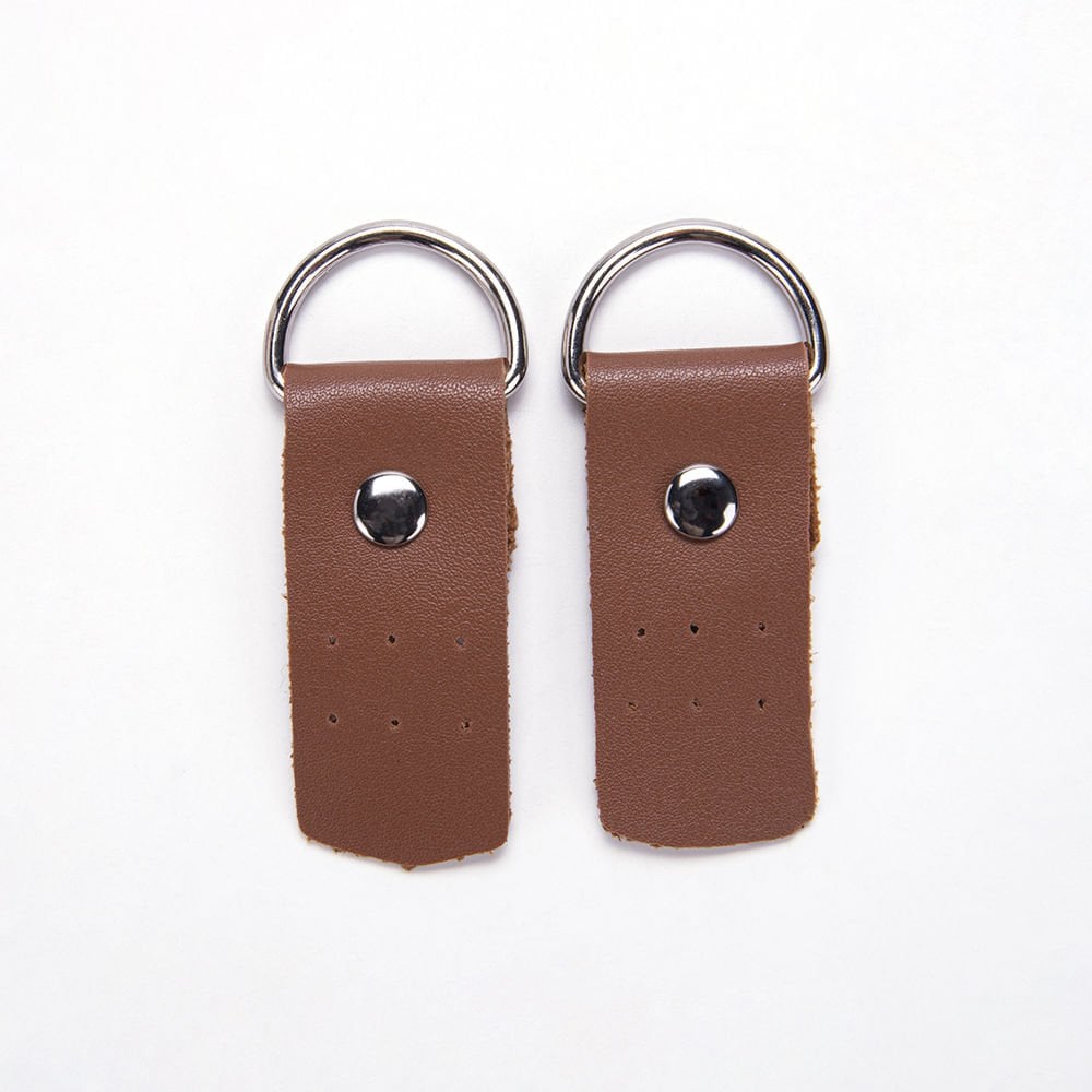 D HALKALI DERİ ÇANTA ASKI APARATI - 2 ADET KAHVERENGİ