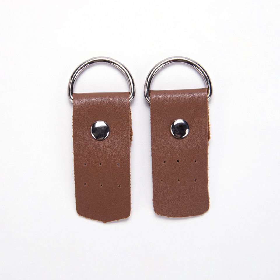 D HALKALI DERİ ÇANTA ASKI APARATI - 2 ADET KAHVERENGİ