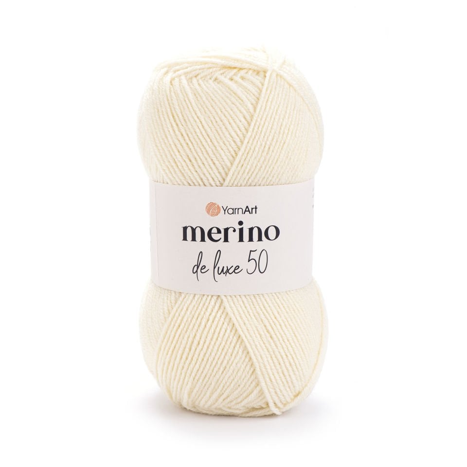 YARNART MERINO DE LUXE 50 - EL ÖRGÜ İPİ KREM - 7003