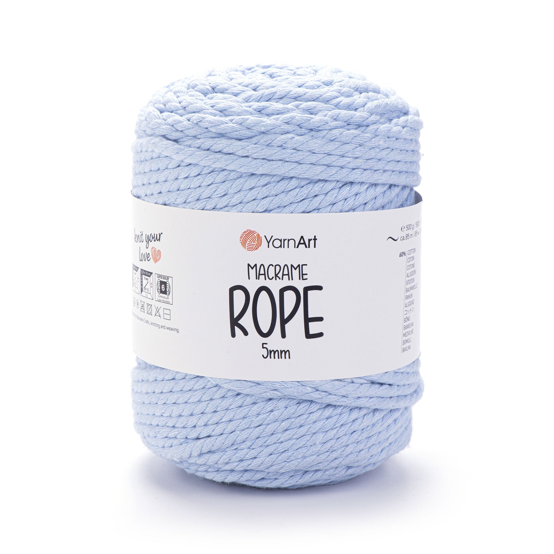 YARNART MACRAME ROPE 5 MM - MAKROME EL ÖRGÜ İPİ BEYAZ - 751